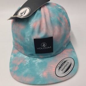 Volcom Hat Snapback Blue Pink Tie Dye Skate Skateboard Surf Casual Stone Men